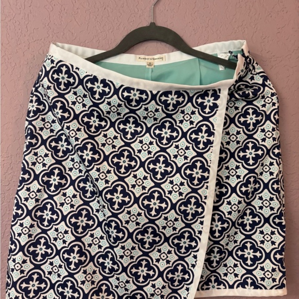 Kate Spade Navy and White Patterned Skirt 6